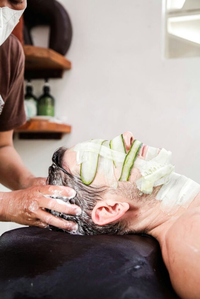 med spa client receiving facial treatment