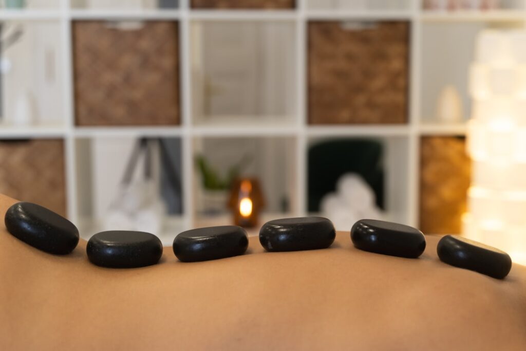 Med spa landing page optimization shown on a laptop at a luxury medical spa front desk