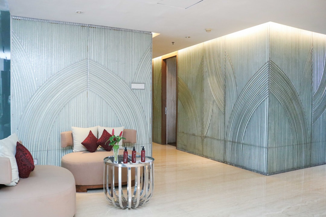 Elegant med spa reception desk with soft lighting, illustrating professional med spa Google Ads extensions setup for attracting new clients