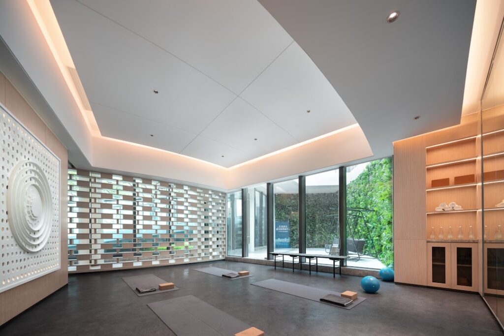 Calm med spa reception interior with natural light